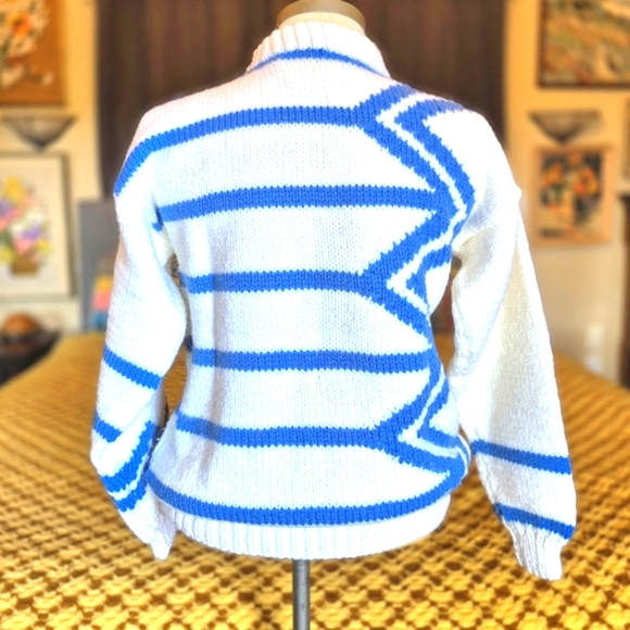 Vintage Handknit Striped/Chevron Sweater - Picture 2 of 7